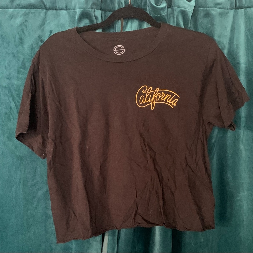 Faded Black California Landmarks Graphic Crop Top T-Shirt - Picture 2 of 11